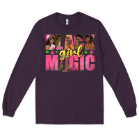 Plum black girl magic with afro black women Long Sleeve Tee - texasbilliewilder