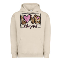 Pigment French Oak love like jesus Urban Hoodie - MaliasSmallBusiness