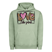 Pigment Oil Green love like jesus Urban Hoodie - MaliasSmallBusiness