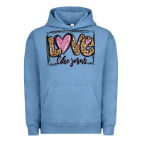 Pigment Pebble Blue love like jesus Urban Hoodie - MaliasSmallBusiness
