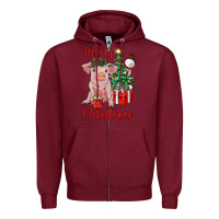 Burgundy merry christmas pig Zipper Hoodie - RanaPortraitStore