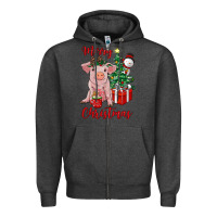 Charcoal Heather merry christmas pig Zipper Hoodie - RanaPortraitStore