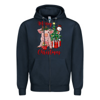 Merry Christmas Pig Zipper Hoodie | Teevron