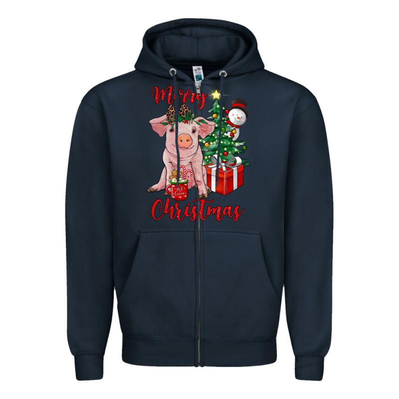 Merry Christmas Pig Zipper Hoodie by RanaPortraitStore | Teevron