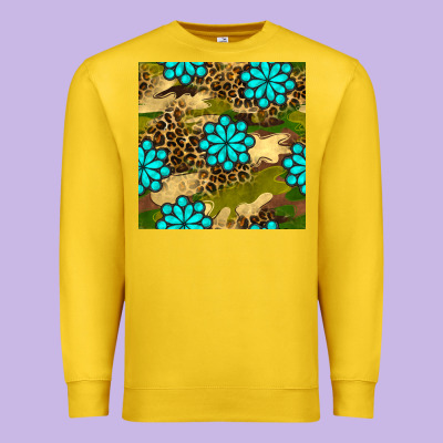 Camouflage Leopard Gemstone Seamless Pattern Premium Sweatshirt Designed By Bundleandbundleshop