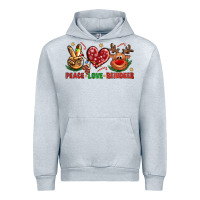 Heather Grey peace love reindeer christmas Urban Hoodie - NancyCooperArtShop
