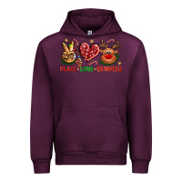 Mauve Wine peace love reindeer christmas Urban Hoodie - NancyCooperArtShop
