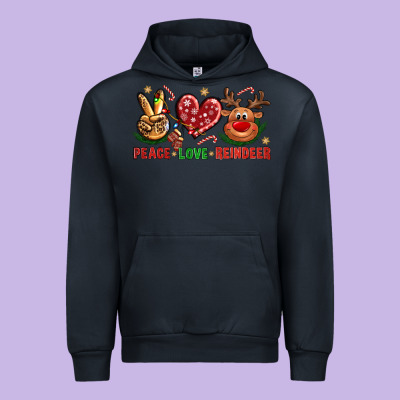 Peace Love Reindeer Christmas Urban Hoodie Designed By Nancycooperartshop