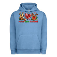 Pigment Pebble Blue peace love reindeer christmas Urban Hoodie - NancyCooperArtShop