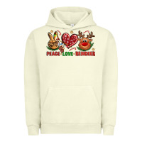 Pigment Pistachio peace love reindeer christmas Urban Hoodie - NancyCooperArtShop