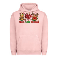 Pigment Salmon peace love reindeer christmas Urban Hoodie - NancyCooperArtShop