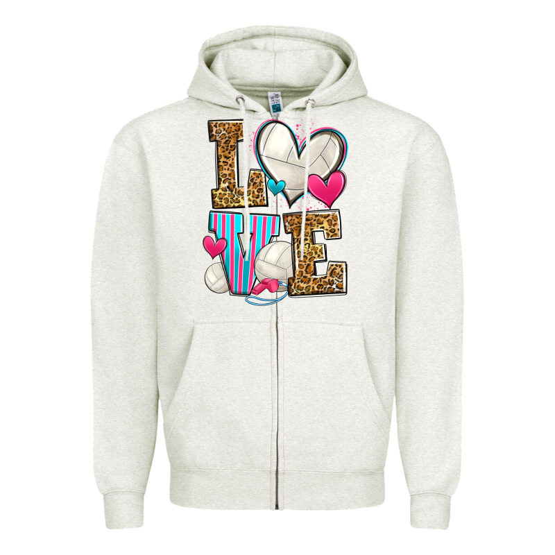 Love Volleyball Zipper Hoodie by Zillion Design Studio | Teevron