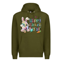 Army Green happy easter y'all Premium Hoodie - MaliasSmallBusiness