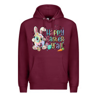 Burgundy happy easter y'all Premium Hoodie - MaliasSmallBusiness