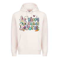 Pale Pink happy easter y'all Premium Hoodie - MaliasSmallBusiness