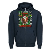 Navy merry christmas longhorn cow Zipper Hoodie - RanaPortraitStore
