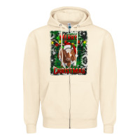 Sandshell merry christmas longhorn cow Zipper Hoodie - RanaPortraitStore