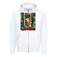White merry christmas longhorn cow Zipper Hoodie - RanaPortraitStore