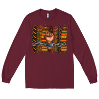 Burgundy black history brushstroke Long Sleeve Tee - texasbilliewilder