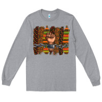 Heather Grey black history brushstroke Long Sleeve Tee - texasbilliewilder