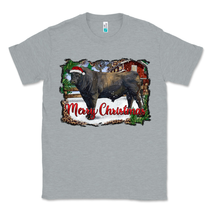 Merry Christmas Black Angus Bull And Farm Classic Tee by RanaPortraitStore | Teevron
