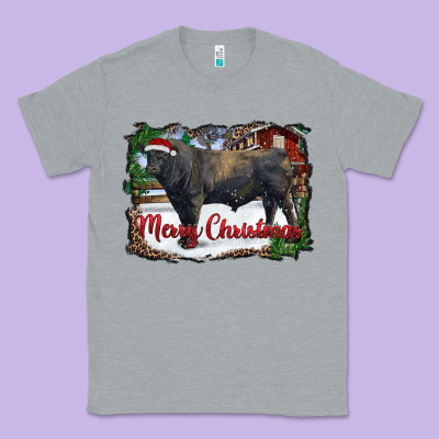 Merry Christmas Black Angus Bull And Farm Classic Tee Designed By Ranaportraitstore