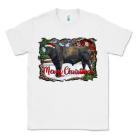 White merry Christmas black angus bull and farm Classic Tee - RanaPortraitStore