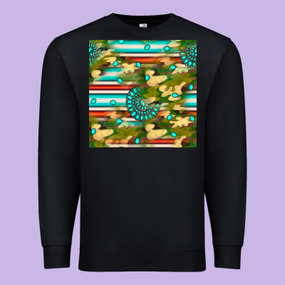 Camouflage Serape Gemstone Seamless Pattern Premium Sweatshirt Designed By Bundleandbundleshop
