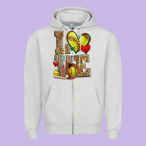 Love Softball Zipper Hoodie Designed By Zillion Design Studio