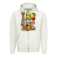 Oatmeal Heather love softball Zipper Hoodie - Zillion Design Studio
