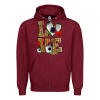 Burgundy love soccer Zipper Hoodie - Zillion Design Studio