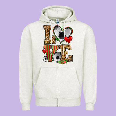 Love Soccer Zipper Hoodie Designed By Zillion Design Studio