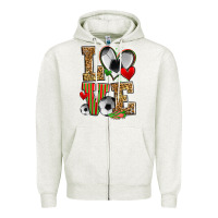 Oatmeal Heather love soccer Zipper Hoodie - Zillion Design Studio