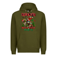 Army Green dreaming of a wild west christmas cowboy santa Premium Hoodie - MaliasSmallBusiness