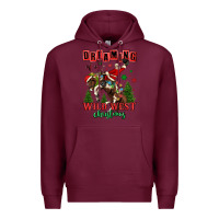 Burgundy dreaming of a wild west christmas cowboy santa Premium Hoodie - MaliasSmallBusiness