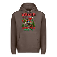 Coffee dreaming of a wild west christmas cowboy santa Premium Hoodie - MaliasSmallBusiness