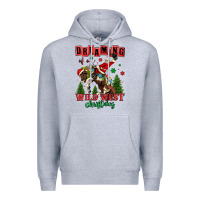 Heather Grey dreaming of a wild west christmas cowboy santa Premium Hoodie - MaliasSmallBusiness