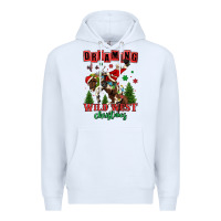 White dreaming of a wild west christmas cowboy santa Premium Hoodie - MaliasSmallBusiness