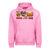 Fuchsia Pink peace love beer Urban Hoodie - NancyCooperArtShop