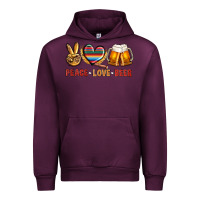 Mauve Wine peace love beer Urban Hoodie - NancyCooperArtShop