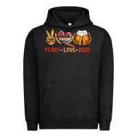 Pigment Black peace love beer Urban Hoodie - NancyCooperArtShop