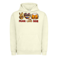 Pigment Pistachio peace love beer Urban Hoodie - NancyCooperArtShop