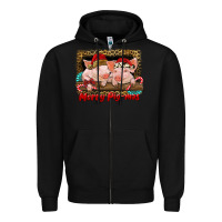 Black merry pig mas Zipper Hoodie - RanaPortraitStore