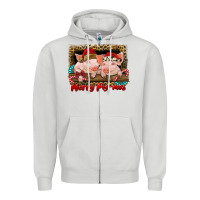 Dove Grey merry pig mas Zipper Hoodie - RanaPortraitStore