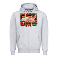 Heather Grey merry pig mas Zipper Hoodie - RanaPortraitStore