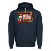 Navy merry pig mas Zipper Hoodie - RanaPortraitStore