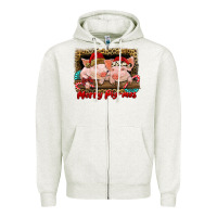 Oatmeal Heather merry pig mas Zipper Hoodie - RanaPortraitStore