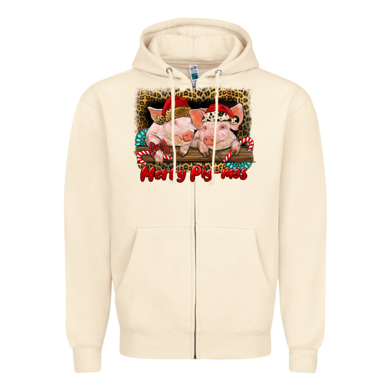 Merry Pig Mas Zipper Hoodie by RanaPortraitStore | Teevron