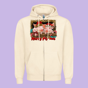 Merry Pig Mas Zipper Hoodie Designed By Ranaportraitstore