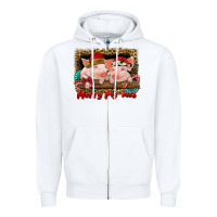 White merry pig mas Zipper Hoodie - RanaPortraitStore